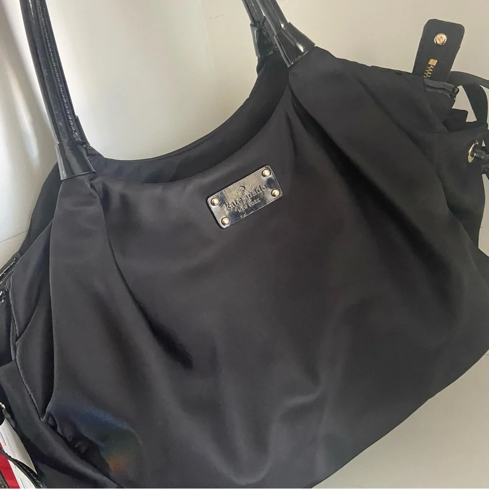 Kate Spade watson lane Stevie Nylon baby diaper bag Black Travel Bag Large
